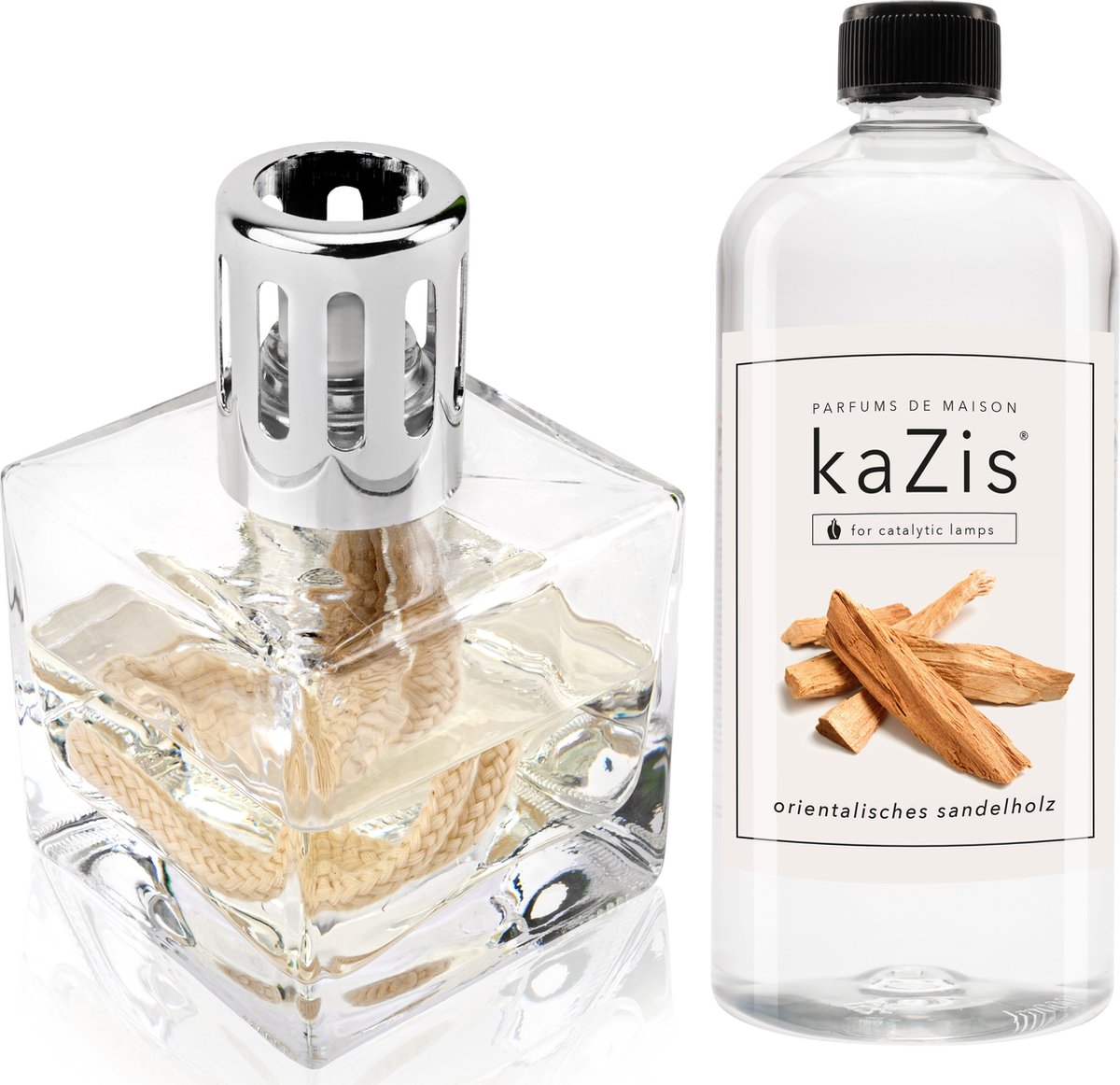 KAZIS® Cadeauset Geurbrander met 1 liter Oosters Sandelhout huisparfum