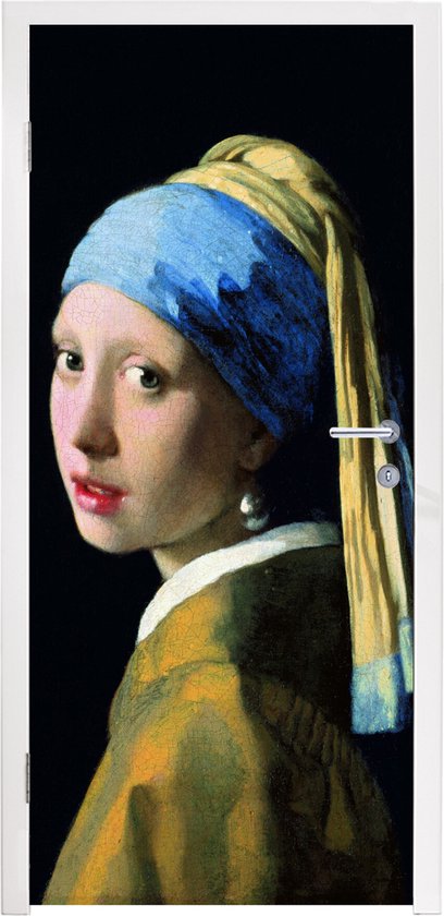 Deursticker Meisje met de parel - Johannes Vermeer - 90x235 cm - Deurposter