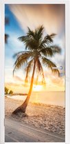 Deursticker Zonsondergang - Strand - Palmboom - 85x205 cm - Deurposter