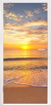 Deursticker Strand - Zonsondergang - Zee - 95x235 cm - Deurposter