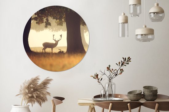 Wallpaper Circle - Cerf - Arbres - Forêt - ⌀ 140 cm - Wall Circle