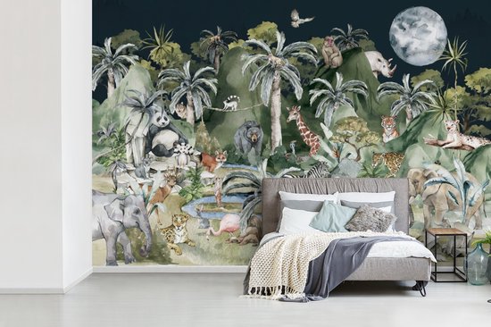 Papier Peint - Papiers Papier peint photo Enfants - Décoration Jungle - Éléphant - Largeur 450 cm x Hauteur 300 cm