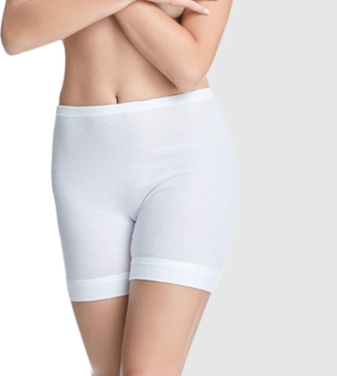 Directoir met pijpje 128 - Dames boxershort lange pijpjes - Klassiek oma ondergoed - Ouderwets - 100% katoen - 46 - Wit