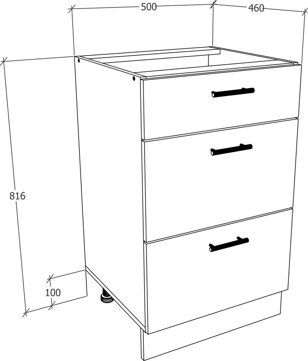 VCM onderkast, 2 deuren, houtmateriaal, wit, one-size