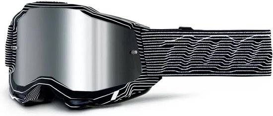 100% Accuri 2 Silo - Lunettes Motocross Enduro Lunettes VTT BMX avec lentille miroir - Zwart / Wit
