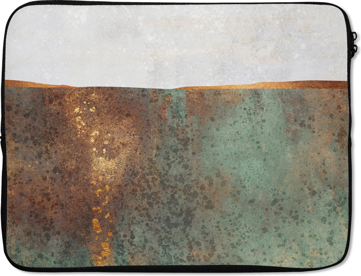 Laptophoes - Landschap - Goud - Luxe - Abstract - Laptop - 15 6 Inch - Laptopsleeve - Laptop case