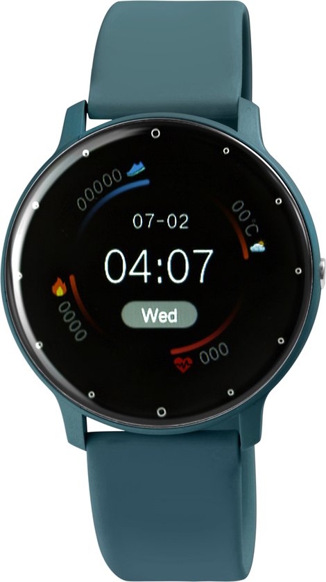 Timetech smartwatch -sporthorloge zwart/blauw met touchscreen - hartslagmeter -stopwatch -sport -slaapanalyse.