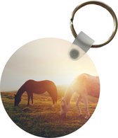 Sleutelhanger - Paarden - Zon - Dieren - Plastic - Rond - Uitdeelcadeautjes