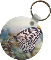 Sleutelhanger - Vlinder - Bloemen - Lente - Plastic - Rond - Uitdeelcadeautjes