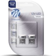 T20 W21W set | autoverlichting LED 2 stuks | 9-SMD daglichtwit - single beam | 12V DC
