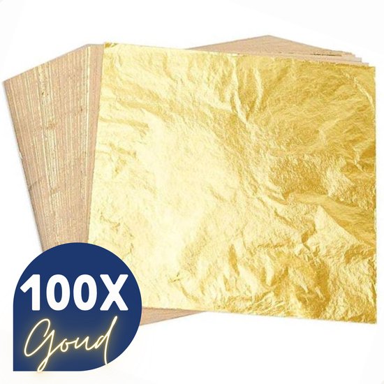Glim® Origineel Bladmetaal XL - 100 vellen GOUD- Imitatie bladgoud – GROTE VELLEN >> 16*16cm - A-kwaliteit - Glim®