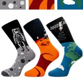 Sockret - Ontdek het universum - 3 Paar Sokken - Vrolijke sokken -Grappige sokken - Maat 41-46 - Cadeau voor man - Cadeau voor vrouw