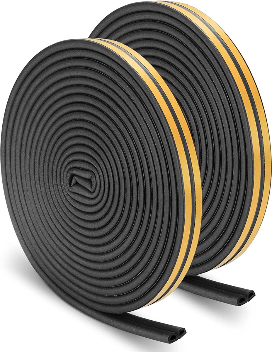 BOTC Tochtstrip - Zelfklevende tochtstrip voor Kieren 3 tot 5 mm - Zwart - set van 2 - 2 Rol/Totaal 10m