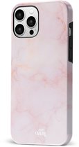 xoxo Wildhearts Marble Dusty Pink - Double Layer - Hardcase hoesje geschikt voor iPhone 12 Pro hoesje roze - Roze shockproof case geschikt voor Apple iPhone 12 Pro hoesje marmer - Roze