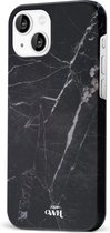 xoxo Wildhearts Marble Black Mood - Single Layer - Hardcase hoesje geschikt voor iPhone 14 hoesje zwart - Zwarte shockproof case geschikt voor Apple iPhone 14 hoesje marmer - Zwart