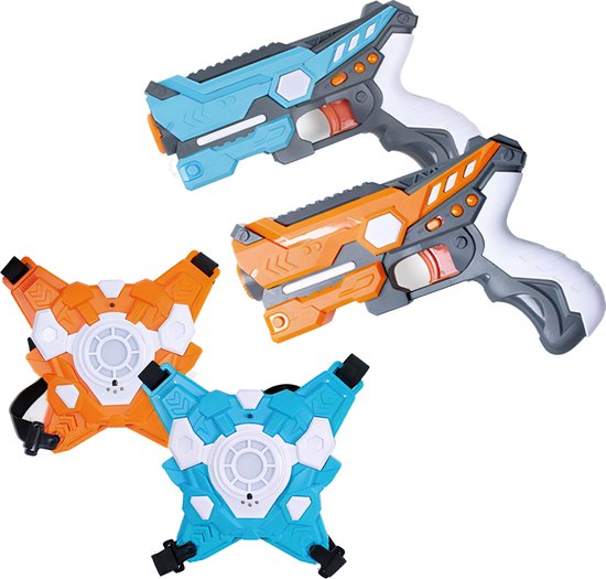 2 Jouets Laser game Pistolets Laser Blauw et Oranje Avec gilet de sauvetage  | bol.com