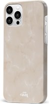 xoxo Wildhearts Marble Nude Vibes - Single Layer - Hardcase hoesje geschikt voor iPhone 12 Pro Max - hoesje shockproof case geschikt voor Apple iPhone 12 Pro Max hoesje marmer - Beige / crème