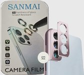 Metalen Camera Lens Protector Voor Samsung Galaxy S22 Aluminium Camera Cover Frame Roze - 1STUK