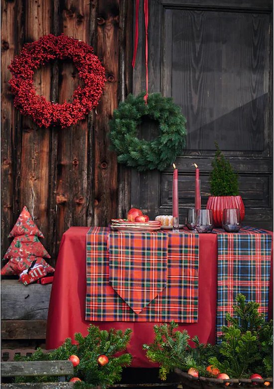 Tafelkleed Burberry rood 200 rond - Schotse ruit - kerst - tartan | bol.com