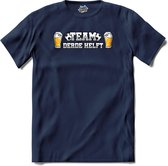 Team derde helft- Oranje elftal WK / EK voetbal kampioenschap - bier feest kleding - grappige zinnen, spreuken en teksten - T-Shirt - Heren - Navy Blue - Maat 4XL