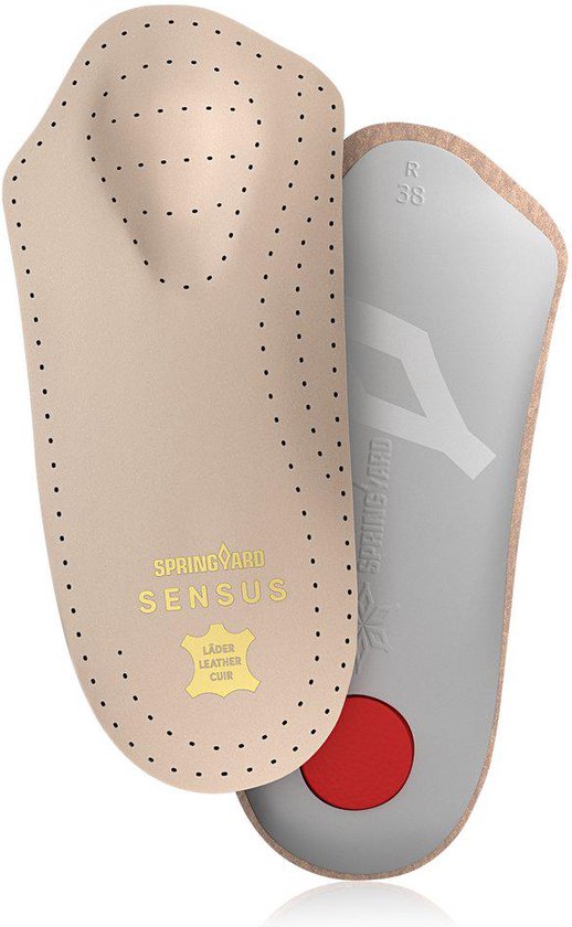 Springyard Sensus Leather Mini inlegzolen - steunzolen - voetboog ondersteuning - hielkussen - leer - 1 paar - maat 45