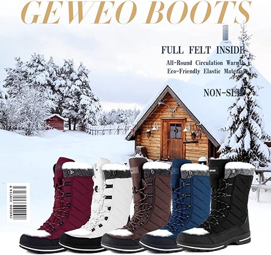Winter Sneeuwlaars Dames - Waterdichte Sneeuwlaarzen - Winter Fleece Gevoerd Warme Winterlaarzen - Snowboots Antislip Outdoor - Zwart - Maat 40