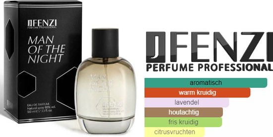 Houtachtig Kruidige merkgeur voor heren JFenzi Man of The Night - EDP - 100ml - 80%