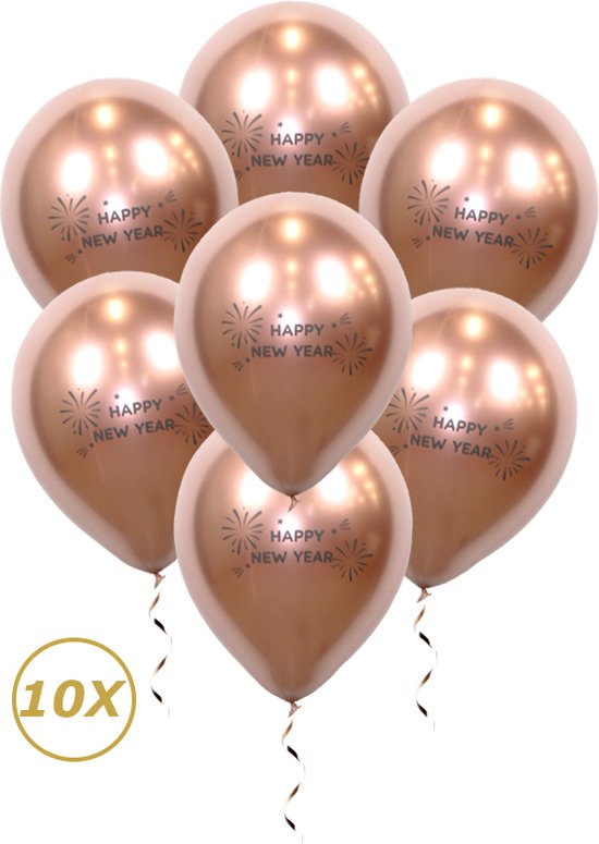 Oud En Nieuw Versiering 2023 Happy New Year Ballonnen Nieuw Jaar Feest Artikelen Decoratie Helium Rose Goud – 10 Stuks