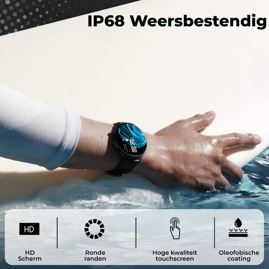 Fance Smartwatch - Zwart - Smartwatch Heren & Dames - HD Touchscreen - Horloge - Stappenteller - Bloeddrukmeter - Saturatiemeter - IOS & Android
