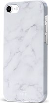 xoxo Wildhearts Marble White Lies - Single Layer - Hoesje geschikt voor iPhone SE 2022 / SE 2020 / 8 / 7 hoesje - Marmer hoesje - Shockproof case - Beschermhoesje geschikt voor iPhone SE 2022 / SE 2020 / 8 / 7 case - Wit