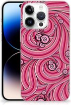 Back Case TPU Siliconen Hoesje Geschikt voor iPhone 14 Pro Max Smartphone hoesje Swirl Pink