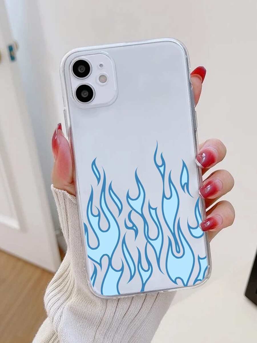 Hoesje Transparant Vlammen Blauw iPhone X/XS