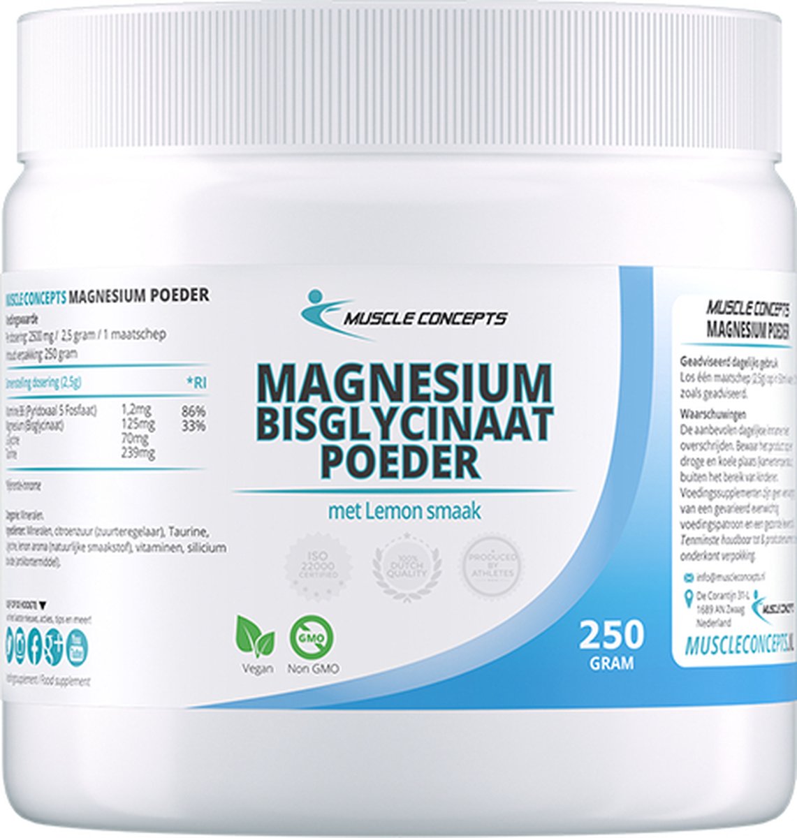 Goedkoopste Magnesium Bisglycinaat poeder - Mineralen voedingssupplement - 250 gram | Muscle Concepts