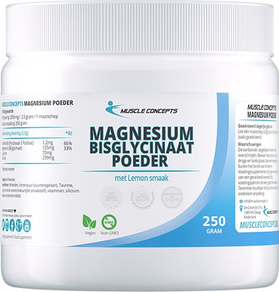 Magnesium Bisglycinaat poeder - Mineralen voedingssupplement - 250 gram | Muscle Concepts