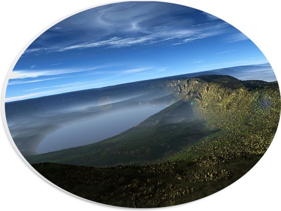 WallClassics - PVC Schuimplaat Ovaal - Groten Meren in een Berglandschap - 28x21 cm Foto op Ovaal  (Met Ophangsysteem)
