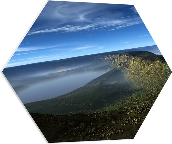 WallClassics - PVC Schuimplaat Hexagon  - Groten Meren in een Berglandschap - 80x69.6 cm Foto op Hexagon (Met Ophangsysteem)
