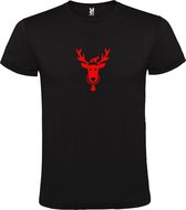 Zwart T-Shirt met “ Kerst Eland / Rendier “ Afbeelding Rood Size XXXXL