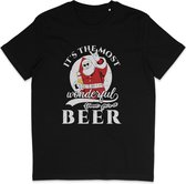 T Shirt Heren - Kerst BierTijd- Korte Mouw - Zwart - Maat M