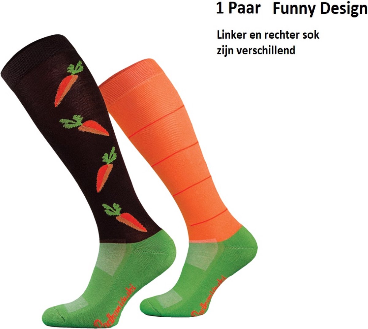 Comodo Paardrijsokken - Funny Design Paardrijden Kniekous Carrot - 31/34