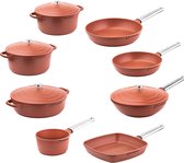 Westinghouse Performance Series - Ensemble de casseroles 13 pièces - Rouge - Ensemble complet de casseroles avec 8 casseroles - Cocottes, poêle, poêle wok, poêle à frire, poêle à griller, casserole