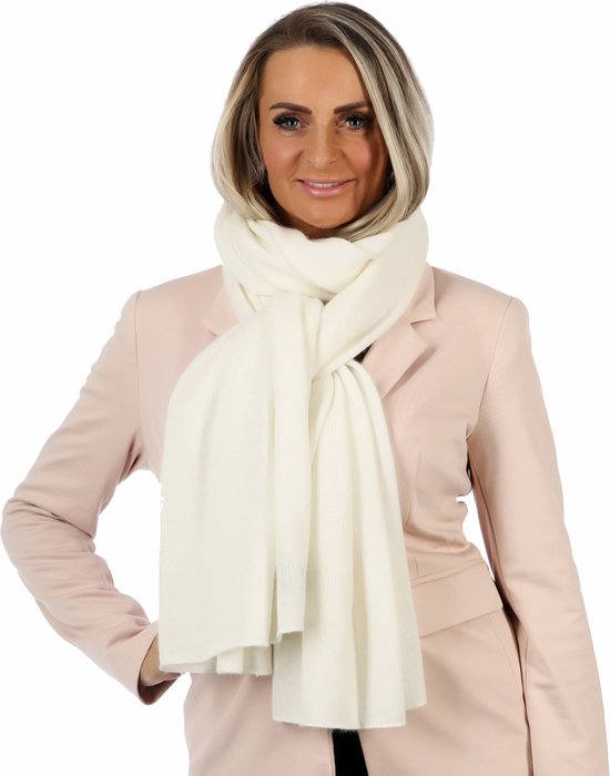 "LunaModi"-Wit-White-Sjaal Dames-Sjaal Heren-200*70 cm-Cashmere-Made In Italy-Heren-Sjaals Dames-Sjaals Voorjaar-ModeSjaal-Sjaals