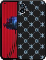 Nothing Phone (1) Hoesje Zwart Snowflake Pattern - Designed by Cazy