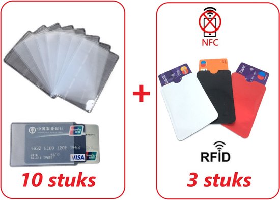 Transparante kaarthouders 10 Pack + RFID Bankpas beschermers / Kaart  beschermhoes /... | bol.com