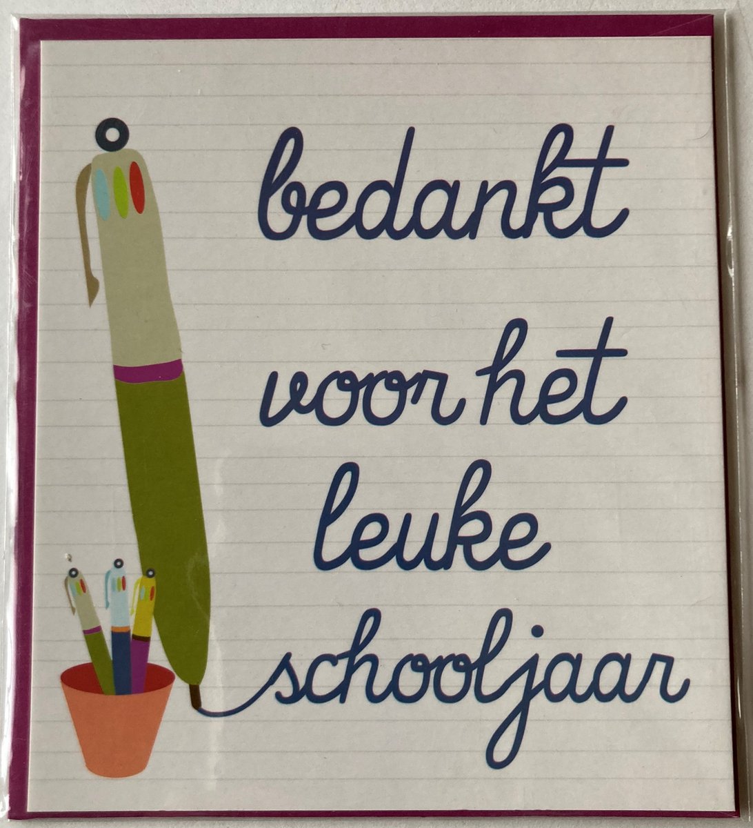 Mailbox - wenskaart met enveloppe - bedankt voor het leuke schooljaar