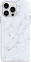 xoxo Wildhearts Marble White Lies - Single Layer - Hoesje geschikt voor iPhone 14 Plus hoesje - Marmer hoesje - Shockproof case - Beschermhoesje geschikt voor iPhone 14 Plus case - Wit