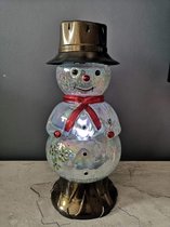 Sneeuwpop herdenkinglicht kerst windlicht decoratie grafkaars lantaarn