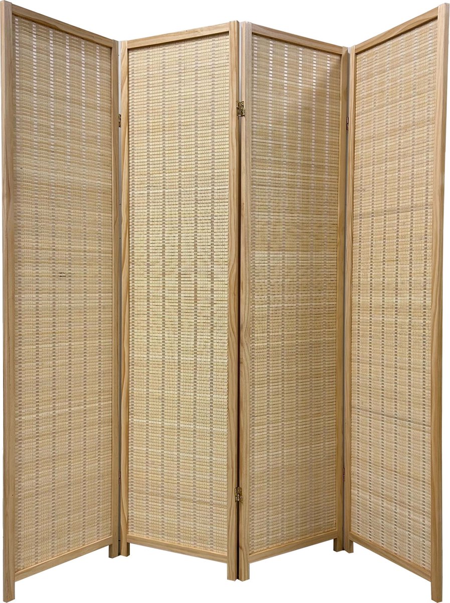 Fine Asianliving Bamboe Room Divider Natural 4 Panel W160xH180cm multi