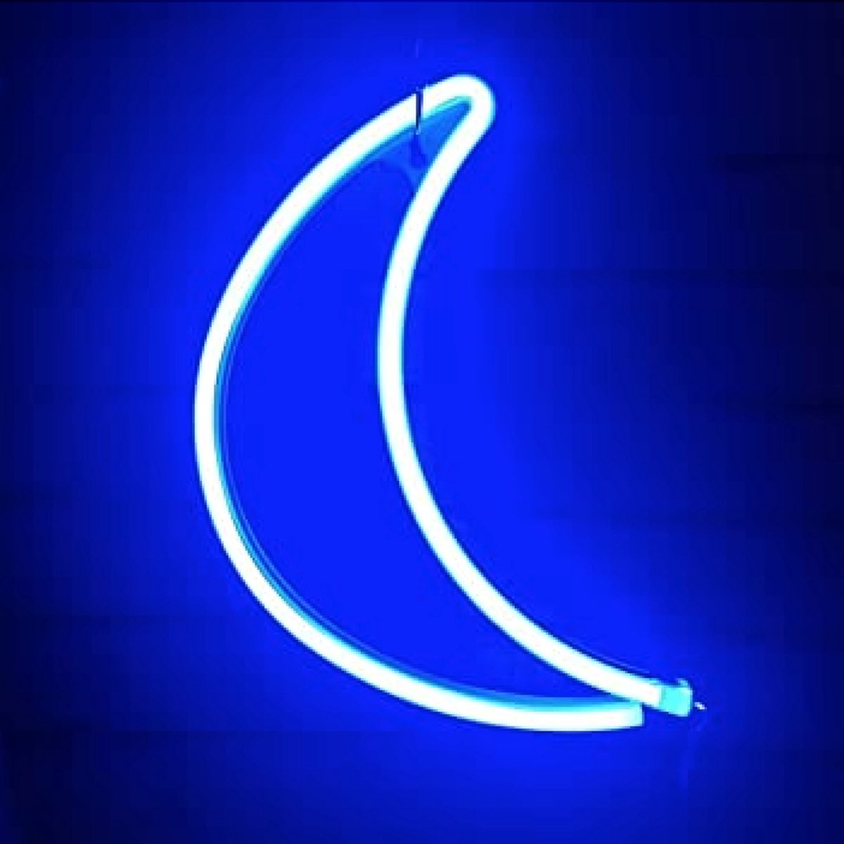 Neon led lamp - Maan - Blauw - 30 x 20 cm - Incl. 3 AA batterijen - Neon Verlichting - Wandlamp