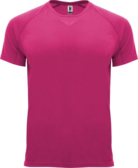 Fuchsia unisex sportshirt korte mouwen Bahrain merk Roly maat S