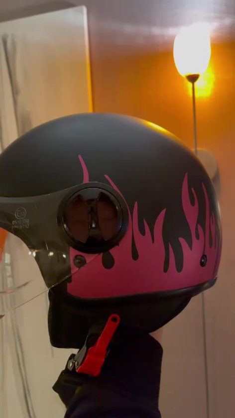 Retro Lederen Half Helm Jet Helm Vintage Duitse Stijl Motorhelm Brain-Cap ECE Gecertificeerd Volwassen Half Shell Chopper Cruiser Straat Rijden Half Shell Helm Mannen Vrouwen A,S=55-56CM
